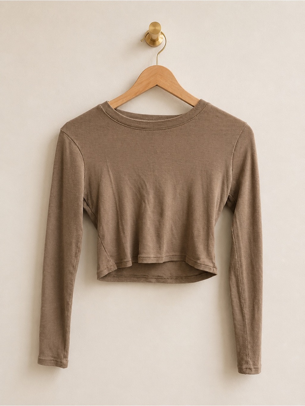 Madewell Ribbed Long Sleeve Crop Top Brown Size Small